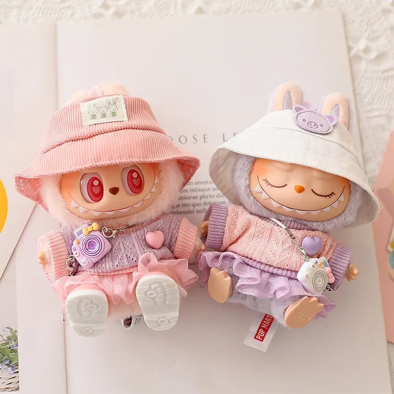 Labubu Doll Clothes Tulle Skirt Set Stylish Outfit Replacement for 17cm Ropa Labubu Dolls Accessories