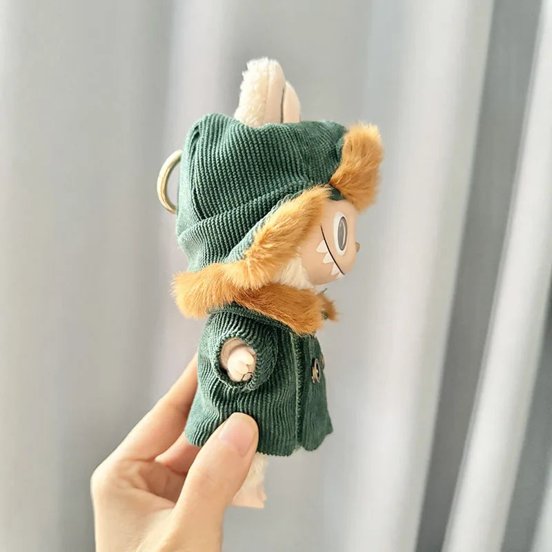 17cm Plush Doll's Clothes The Monster Labubu Outfit Accessories Clothing DIY Lei Feng Army Green Coat Red Star Hat