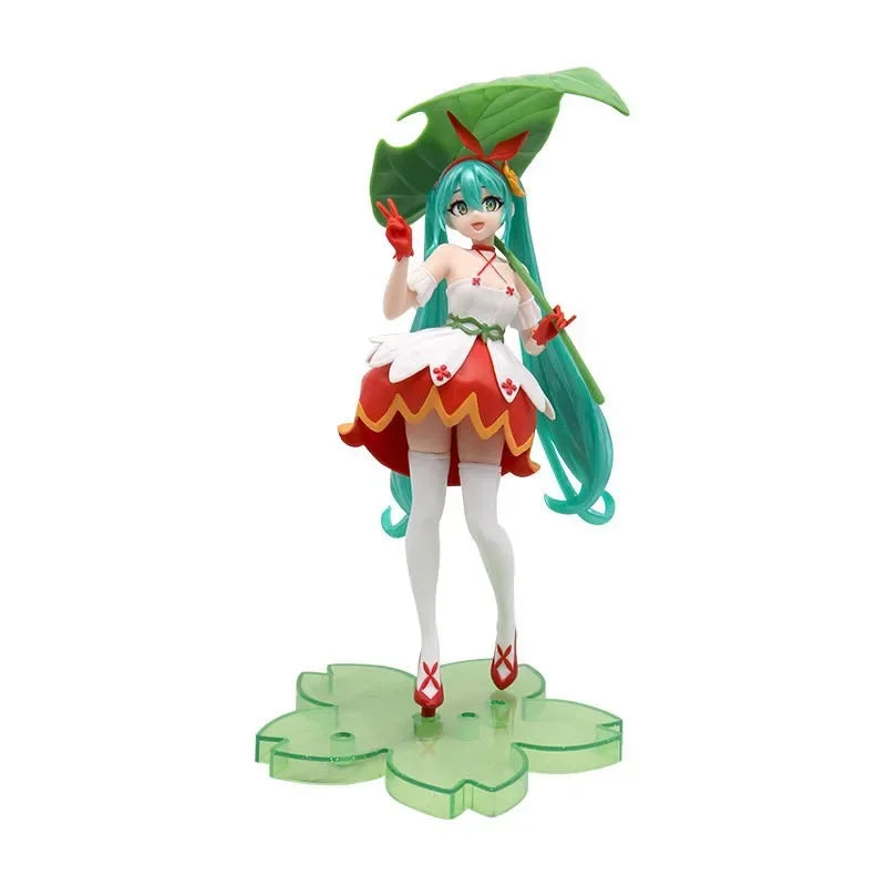 21CM Anime Hatsune Miku Figure Fairy Tale Green Leaves Thumbelina PVC Action Figure Collectible Doll Toy Gift For Fans Cute