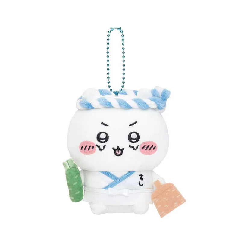 Japanese Anime Figure Shisa Usagi Hachiware Keychain Cute Cartoon Soft Plush Animal Toy Doll Keyring Pendant Bag Charm Accessory