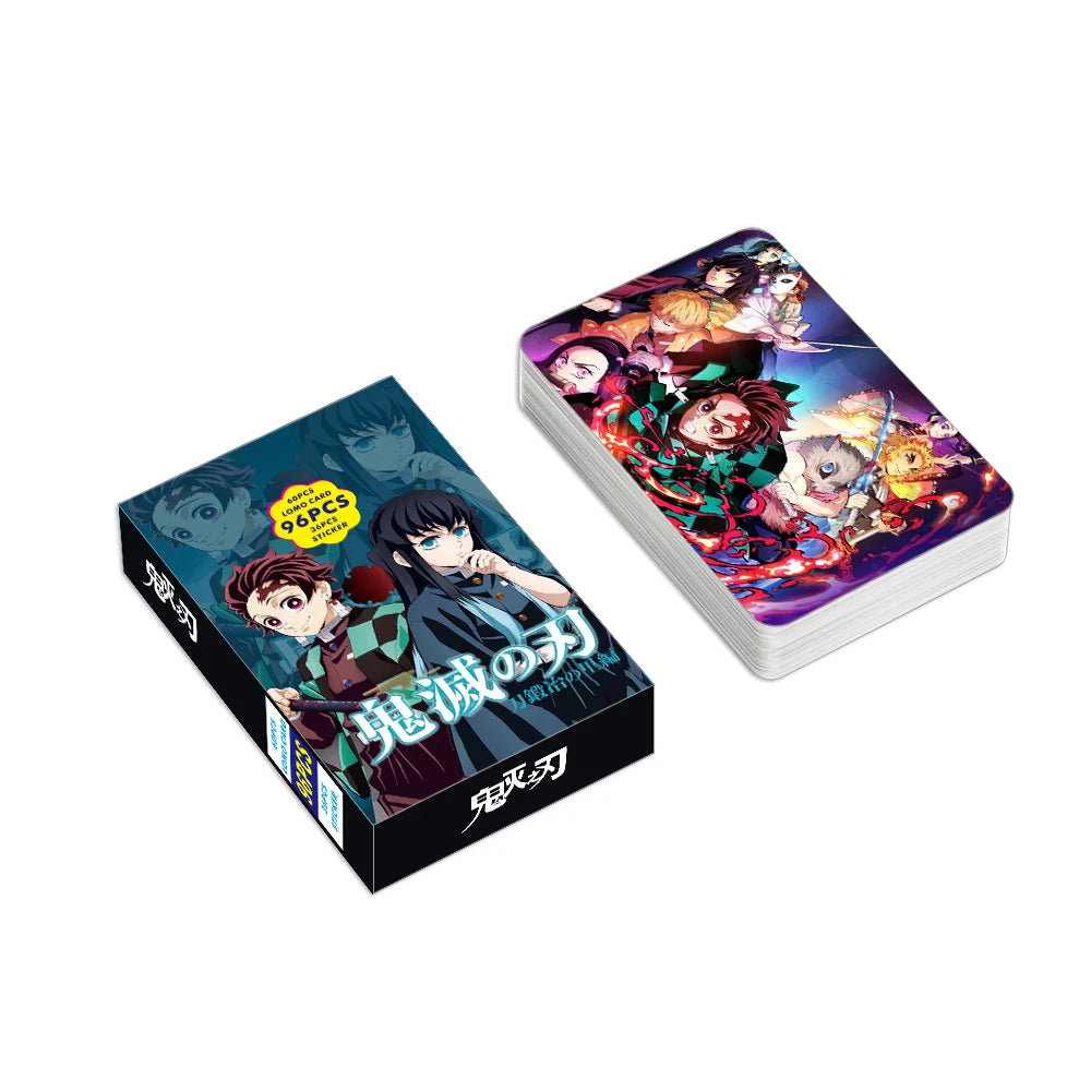 Demon Slayer Japanese Anime Lomo Card One Piece 1pack/96pcs Card Sticker With Postcards Message Gift For Fan Game Collection Toy