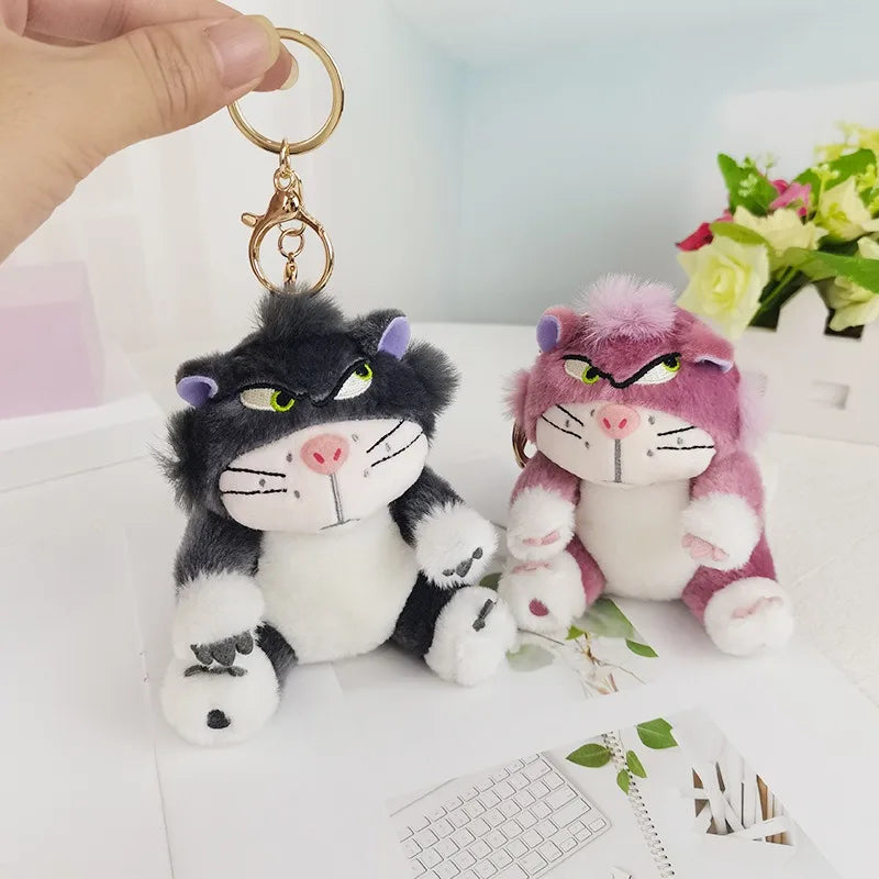 12cm Disney Lucifer Plush Keychain Doll Kawaii Lucifer Bag Pendant Plush Stuffed Toy Cat Backpack Key Ring Kids Birthday Gift