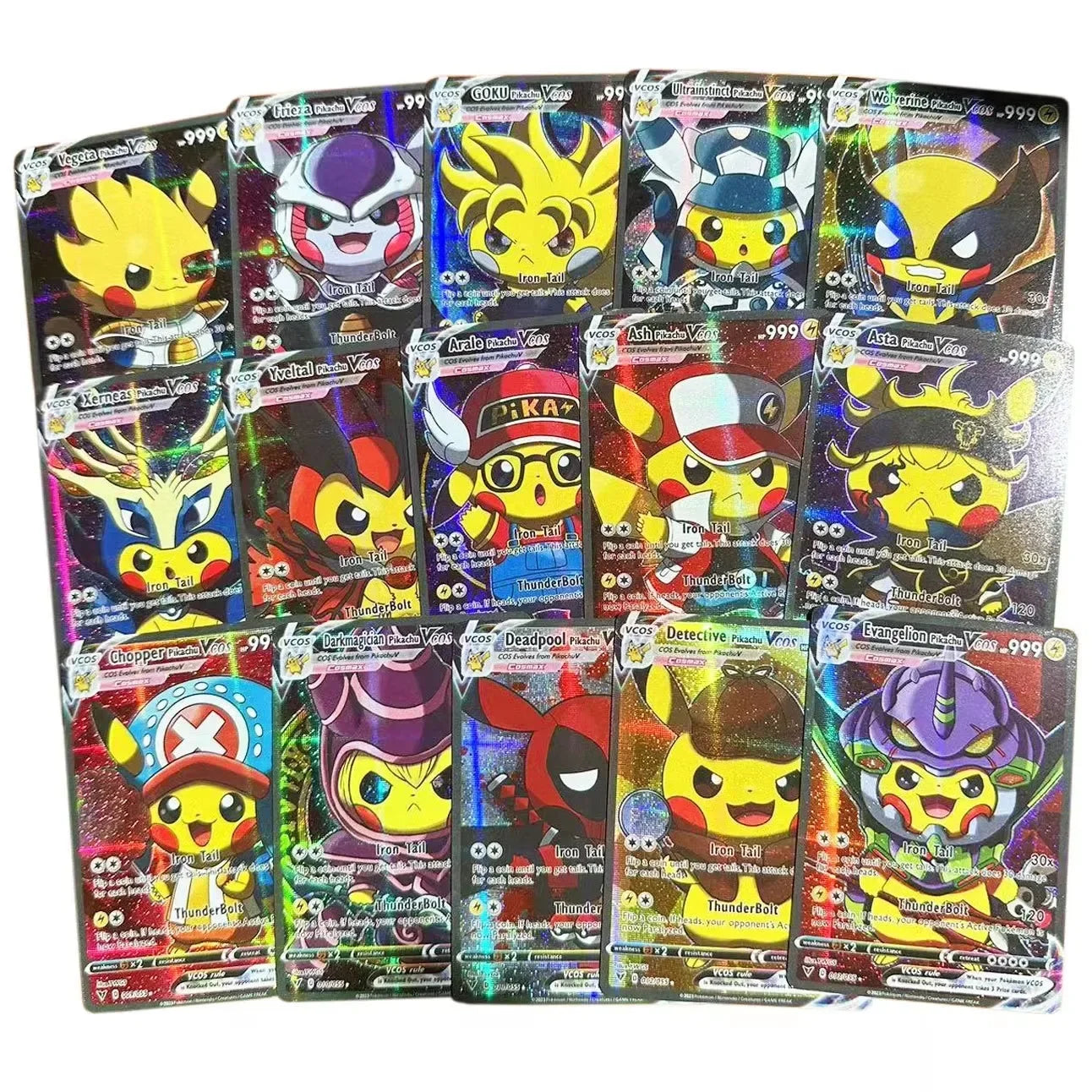 55PCS Box New Pokemon Anime Holographic Cards Pikachu Characters Cosplay English Shiny Collection Trading Card Toys Kids Gift