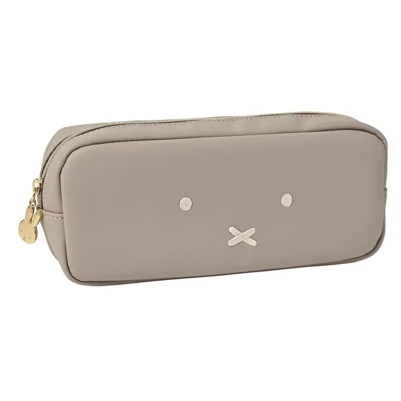 Kawaii Miffy PU Leather Waterproof Zipper Pen Bag Simple Portable Student Stationery Makeup Lipstick Storage Bag Christmas Gift