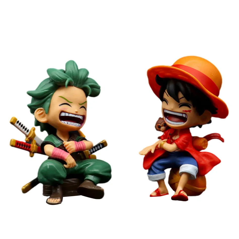 13cm Anime Figure One Piece Monkey D Luffy Roronoa Zoro Kawaii Toys Car Decoration PVC Model Gift