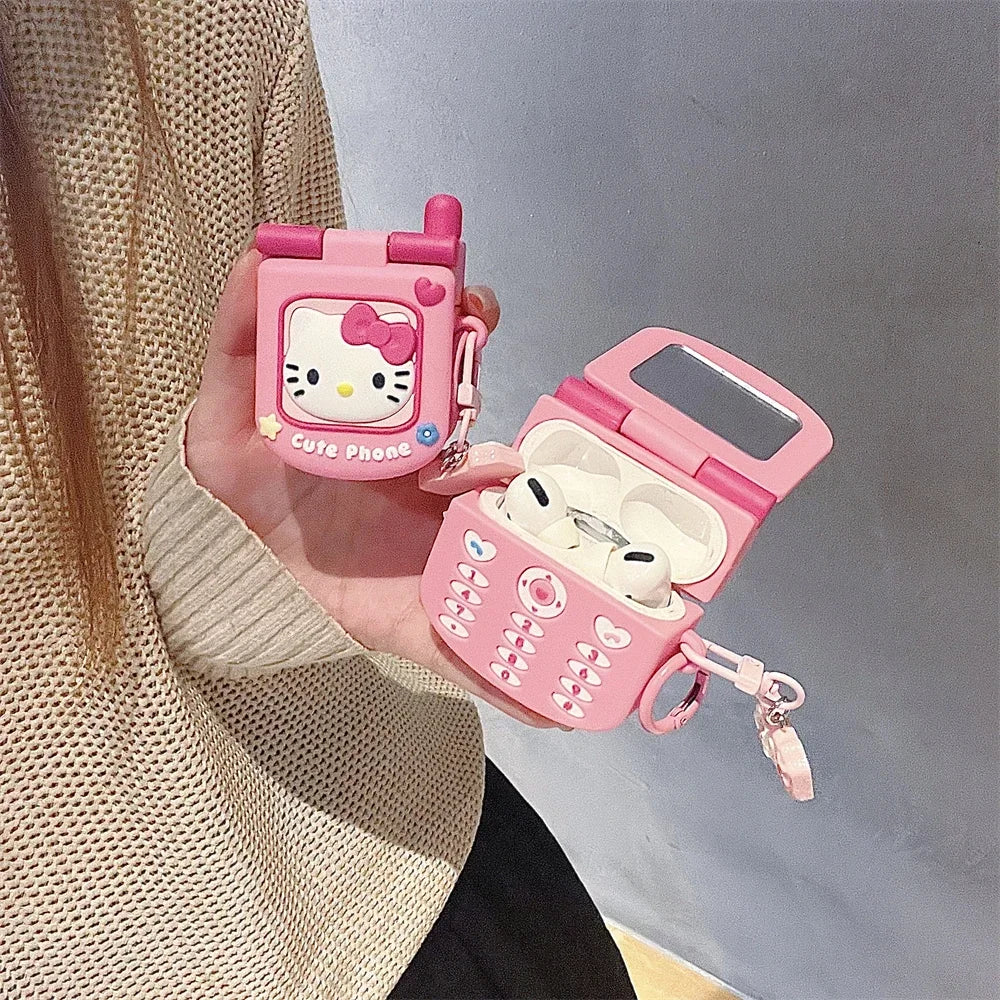 3D Cute Sanrio Hello Kitty Earphone Case For Airpods 1 2 3 4 Pro 2 Wireless Bluetooth Headset Protective Soft Cover With Pendant