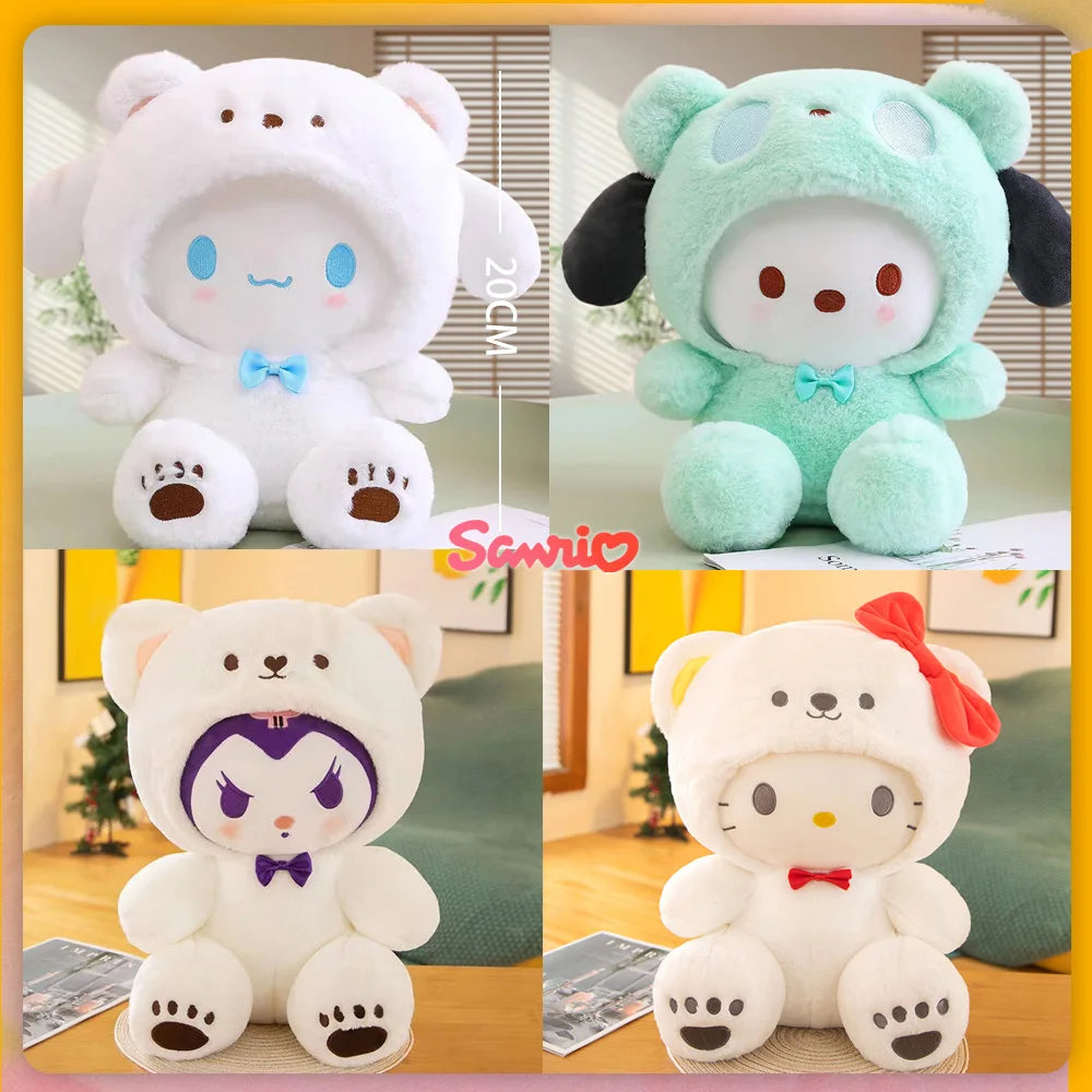 20cm Anime Sanrio Plush Toys Kawaii Hello Kitty Cinnamoroll Kuromi Pom Pom Purin cat Gift Dolls Stuffed Children Plushies Doll