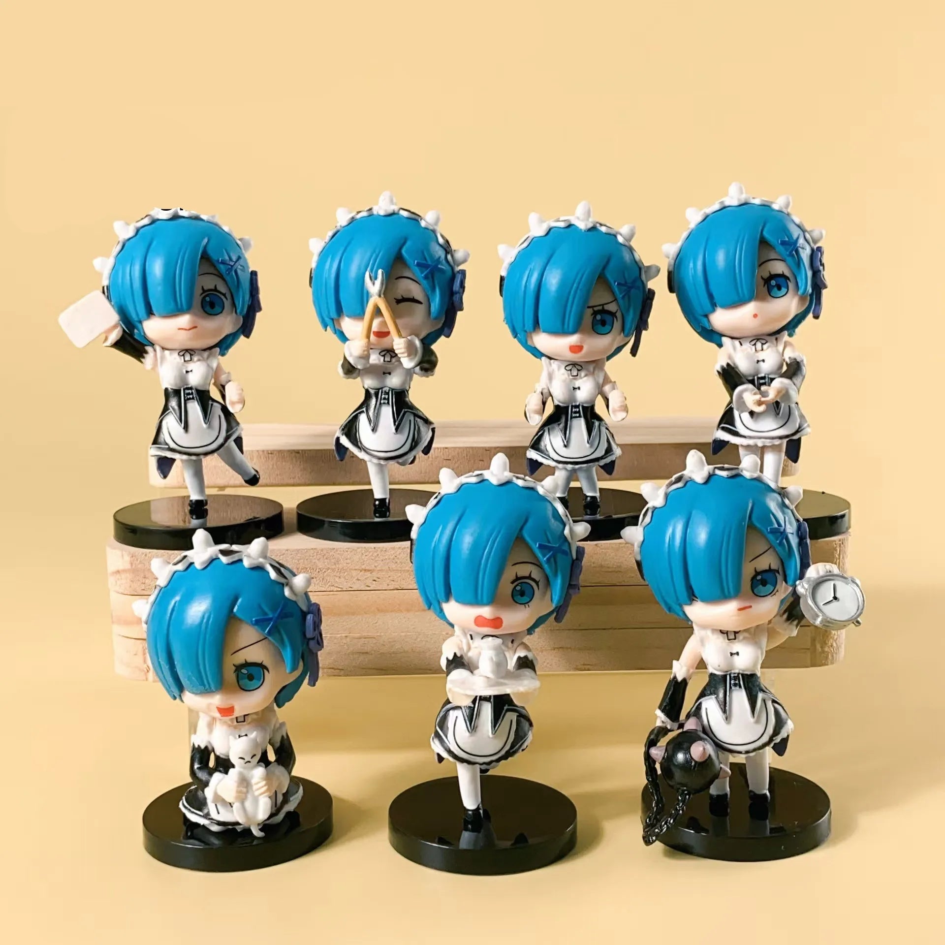 Anime Rem Re:Life In A Different World From Zero kawaii girl Pajamas Figure Rem Chair PVC Collection Model Toys