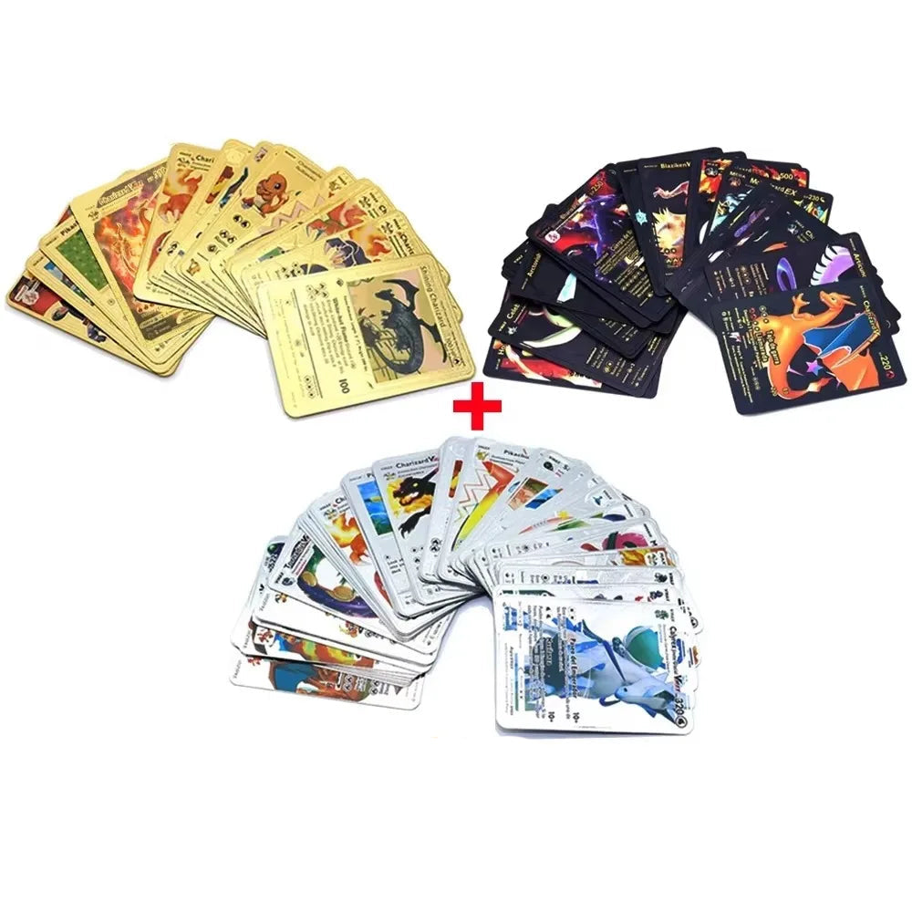 Pokemon Cards French Pikachu Gold Silver Black Silver Vmax GX V English Spanish French German Pokemon Collection Card Toys Gifts