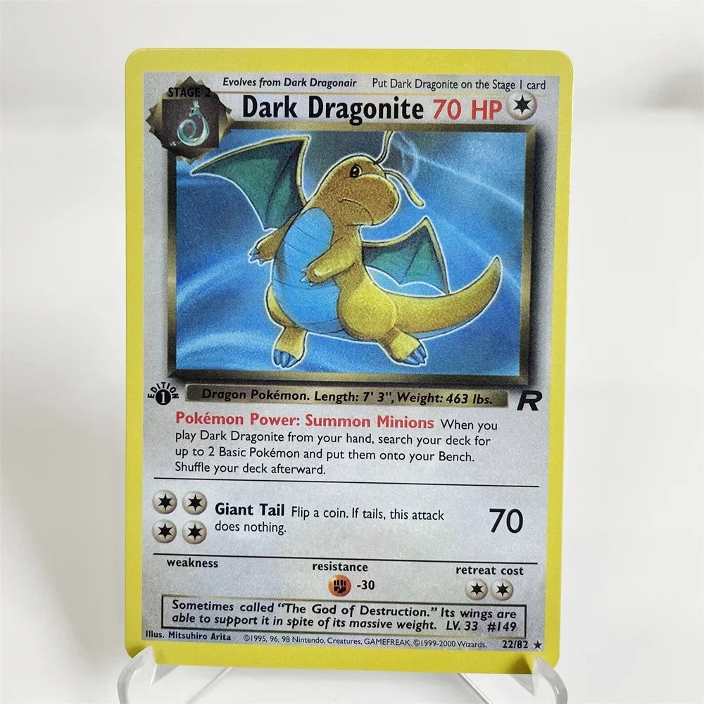 Holographic PKM Collection Cards PTCG Proxy Card Blue Core Paper Card Kids PKM Dark Raichu/Dragonite/Umbreon/Suicunc