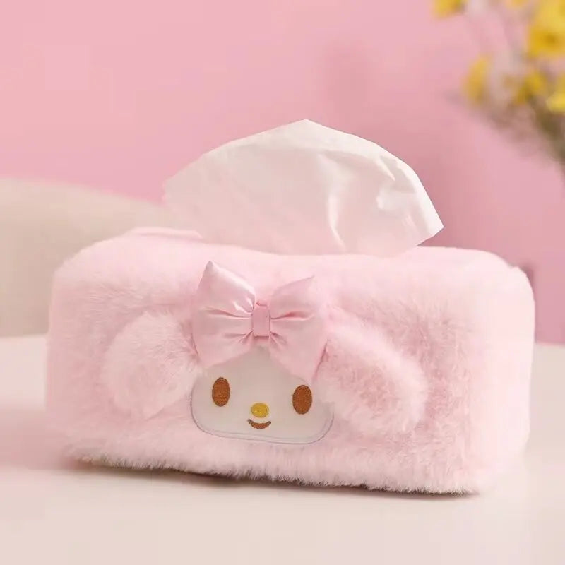 My Melody Hangyodon My Sweet Piano Kawaii Plush Tissue Drawer Car Mounted Household Simple Desktop Drawer Box Birthday Present