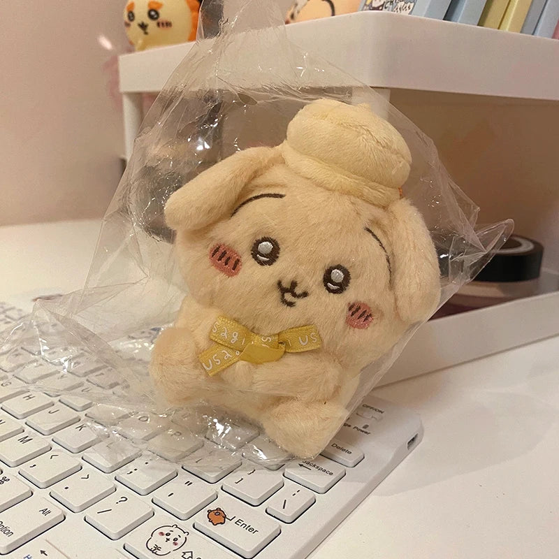 10cm Japanese version cartoon Chiikawa Hachiware Usagi cute boy and girl gift beret sitting plush doll backpack key pendant