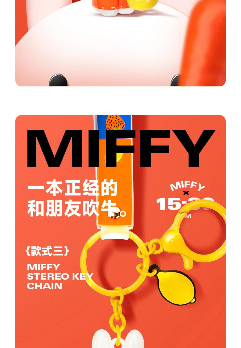 Kawaii Miffy Cute Doll Fruit Series Keychain Backpack Pendant Boy and Girl Toy Gift