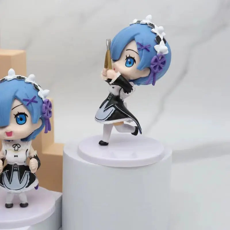 Anime Rem Re:Life In A Different World From Zero kawaii girl Pajamas Figure Rem Chair PVC Collection Model Toys