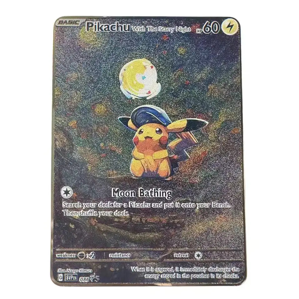 2024 Pokemon English Metal Card Anime Pikachu Charizard Mewtwo Blastoise Vmax Shiny Letters Game Collection Card Kids Toy Gifts
