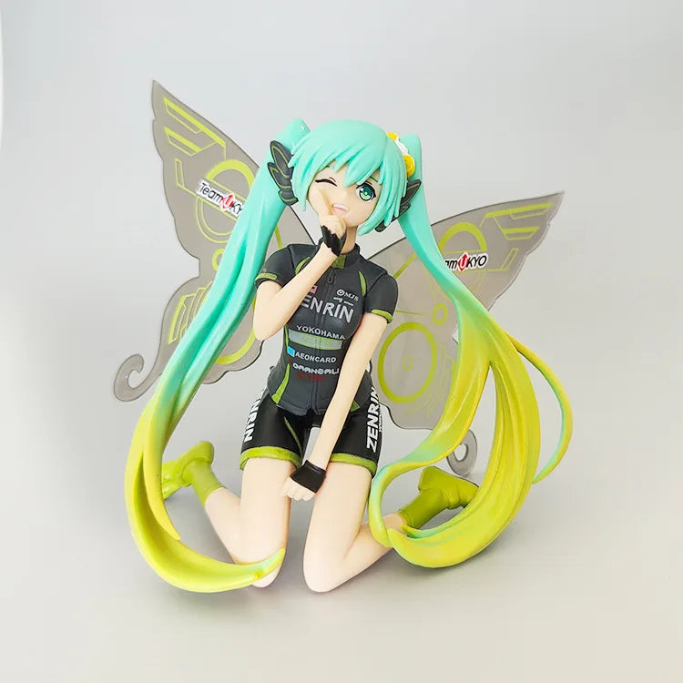 11CM Anime Hatsune Miku racing butterfly wings kawaii PVC figure model toys doll collect ornaments Christmas gifts