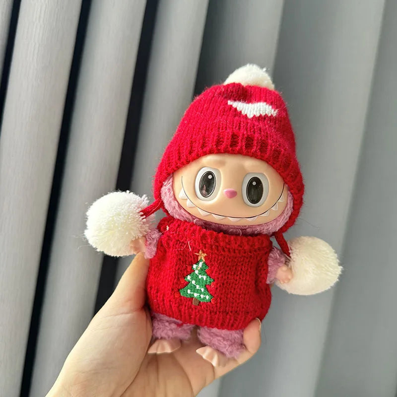 17cm Labubu I II Idol Dolls Scarf Hat Suits Clothing Plush Doll'S Clothes Outfit Accessories For Korea Kpop Exo Sitting Party