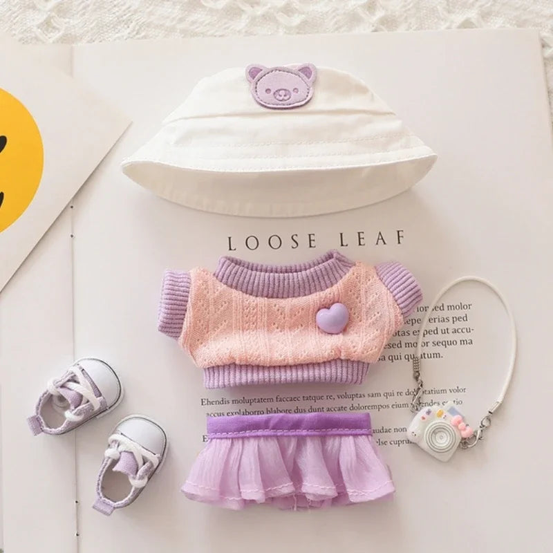 Labubu Doll Clothes Tulle Skirt Set Stylish Outfit Replacement for 17cm Ropa Labubu Dolls Accessories