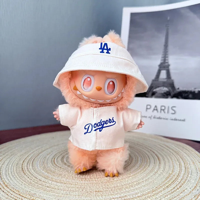 The first, second and third generations of Labubu clothes pendant Labubu sitting baby clothes LA baseball suit trend
