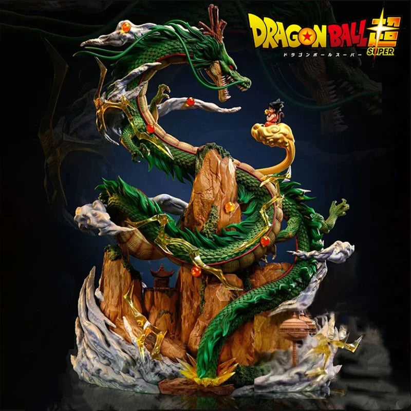 22cm Dragon Ball Z Shenron Figurine Goku And Wish Shenron Anime Figures PVC Action Statue Collection Model Toys Christmas Gifts