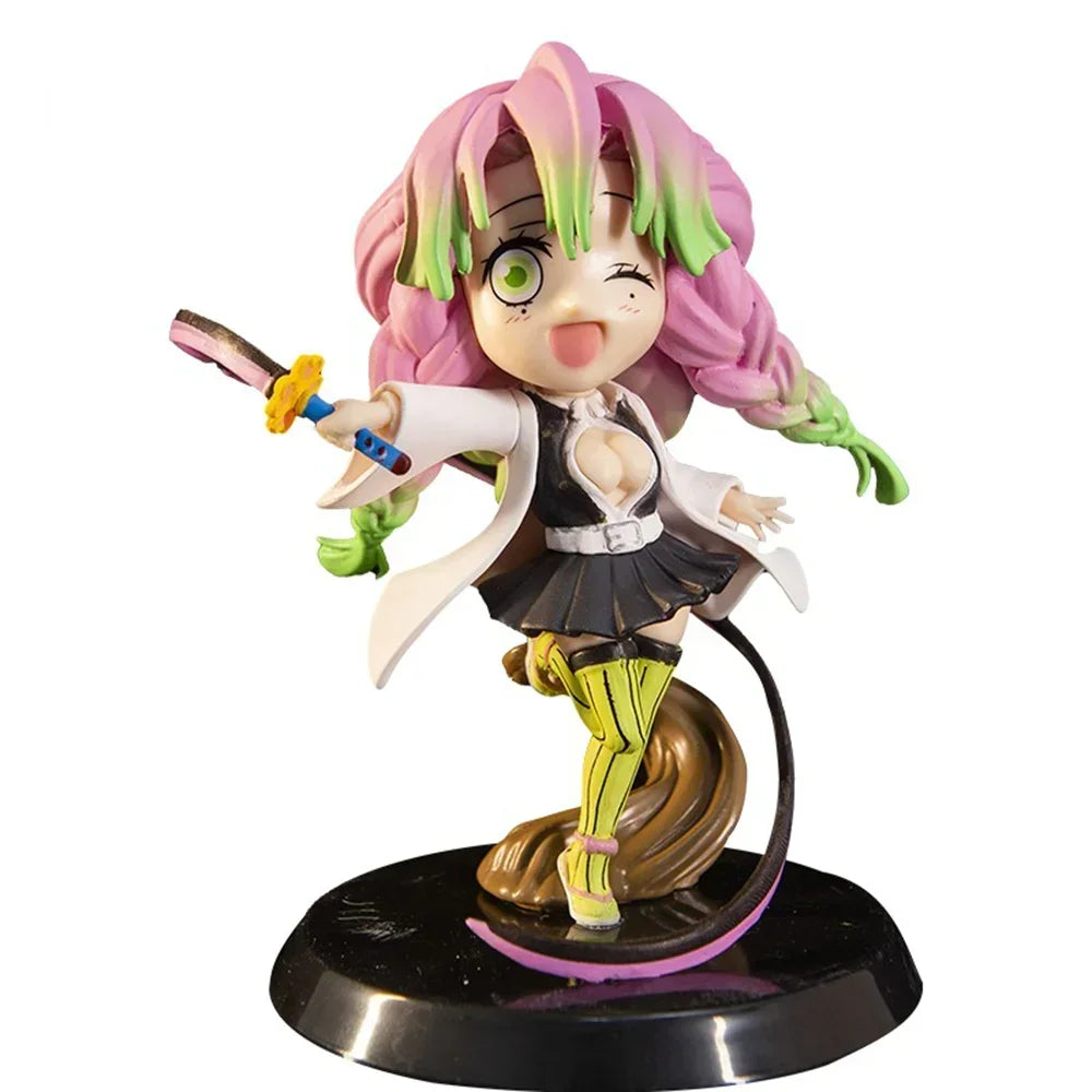 Demon Slayer Figure Kamado Tanjirou Tomioka Giyuu Kanroji Mitsuri Action Figure Q Version Model Cartoon Desktop Decor Toys Gift
