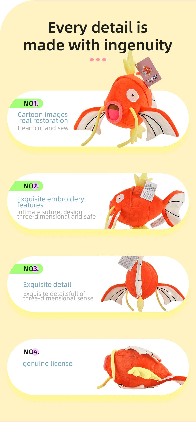 Pokemon Kawaii Magikarp Stuffed Toys Cartoon&Cute The King Of Carp Plush Dolls Throw Pillow Birthday Gift For Kids Friends Boys