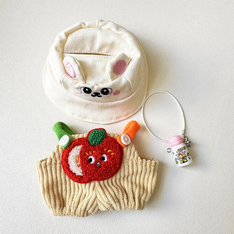 Labubu I II Idol Dolls Sitting Party Clothing Outfit 17cm Mini Plush Doll'S Clothes Bib Pants Fruit Animal Overalls Accessories