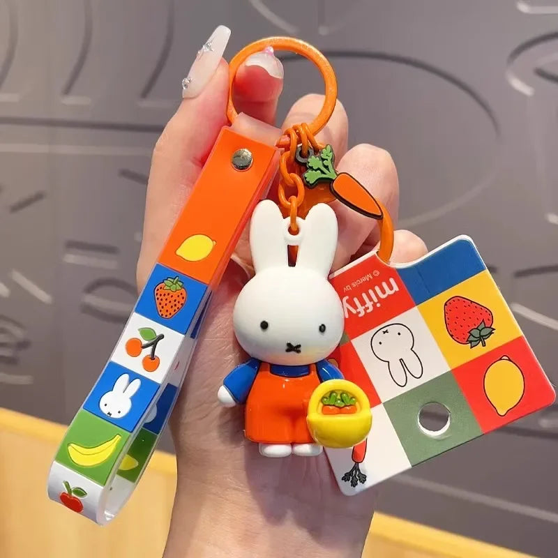 Kawaii Miffy Cute Doll Fruit Series Keychain Backpack Pendant Boy and Girl Toy Gift