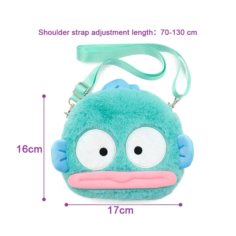 Kawaii Sanrio Hangyodon Messenger Bag Anime Cartoon Student Toy Key Headphone Storage Bag Wallet Children's Toys Birthday Gifts