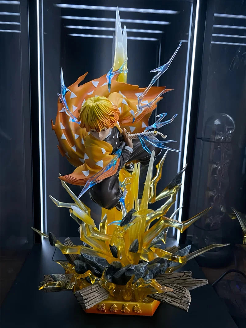 30cm Anime Demon Slayer Figure Agatsuma Zen'Itsu Luminous Double Headed Statue Action Figure Model Trend Toys Gift