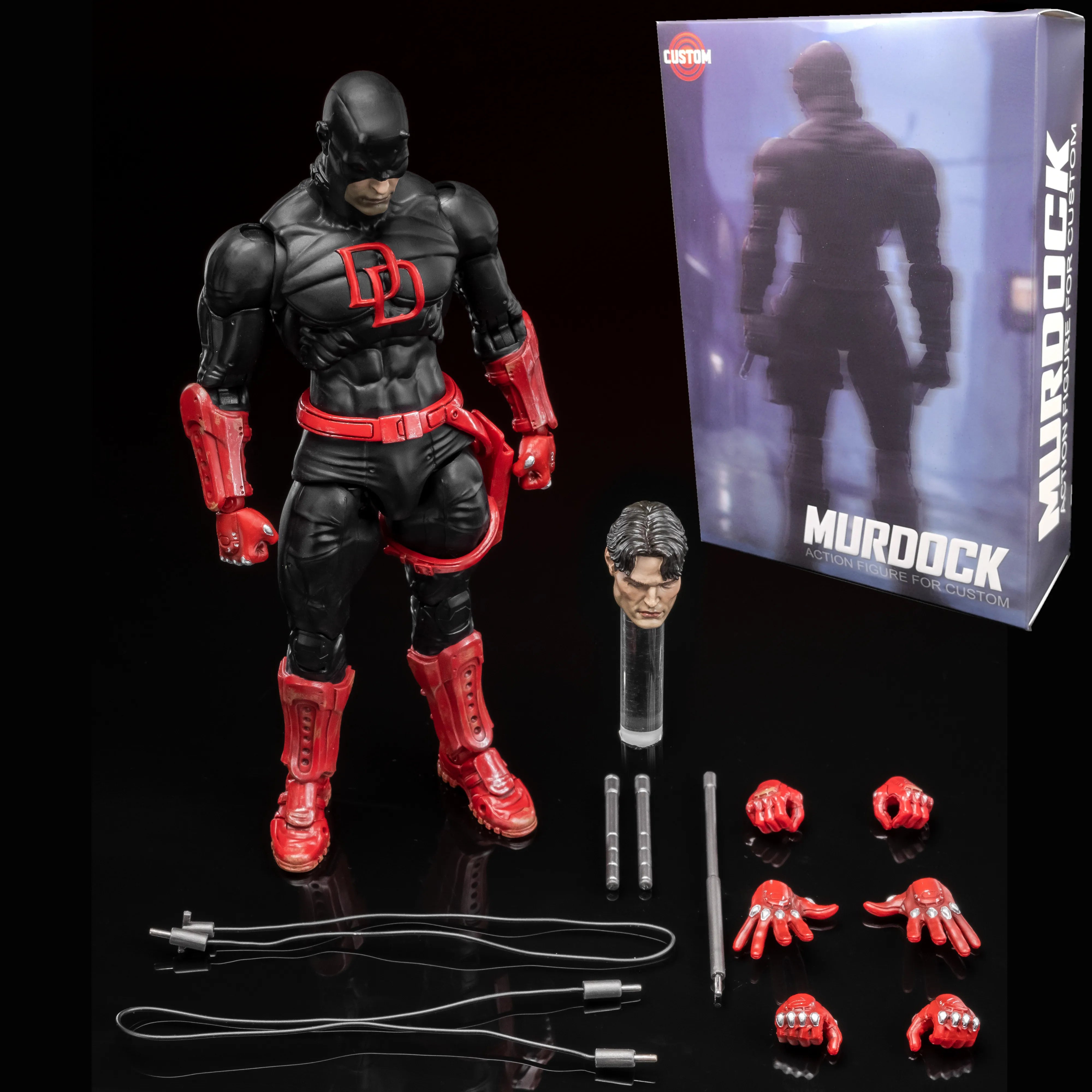 In Stock - FlefToys Marvel Daredevil Classic Red Shadowland Reborn Black 8