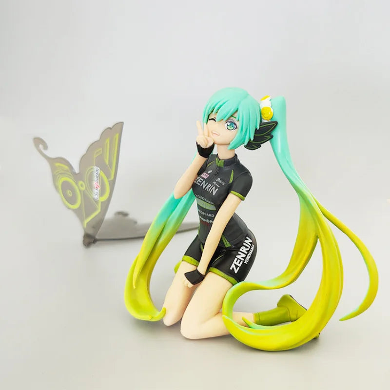 11CM Anime Hatsune Miku racing butterfly wings kawaii PVC figure model toys doll collect ornaments Christmas gifts