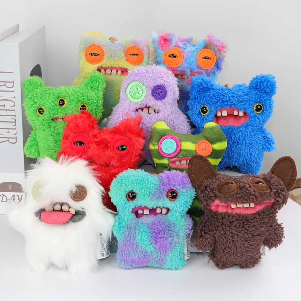 Original Teeth Monsters Pendant Plush Doll Fuggler Funny Ugly Monster Keyrings Keychain Toy Halloween Prank Decoration Gift