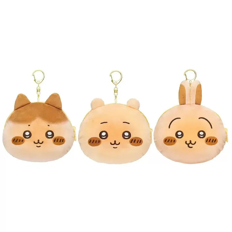Kawaii Chiikawa Dorayaki Plush Backpack Pendant Anime Usagi Girl's Heart Cute Pinch Bread Plush Headphones Bag Coin Purse