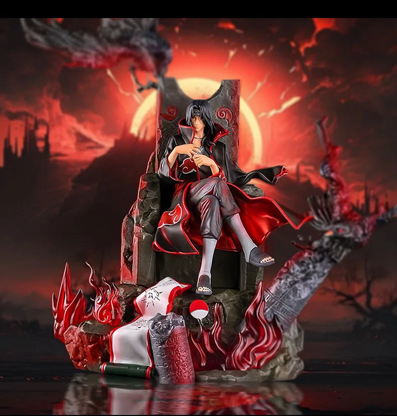 Naruto Uchiha Itachi GK Super Large Throne Anime Figure Action Comic PVC Model 22cm Desktop Ornament Sasuke Christmas Gift Toys