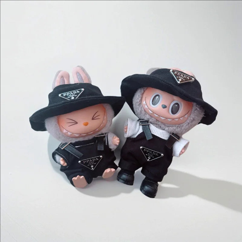 The first and second generations of Labubu only sell 17cm seated party clothes accessories inverted triangle workwear fashion (No Doll)