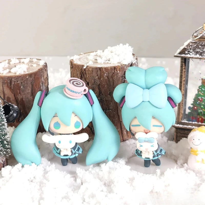 Anime Hatsune Miku Cinnamoroll Antion Figure Cute Beautiful Miku Cartoon Figurine Q Version PVC Model Decorations Children Gift