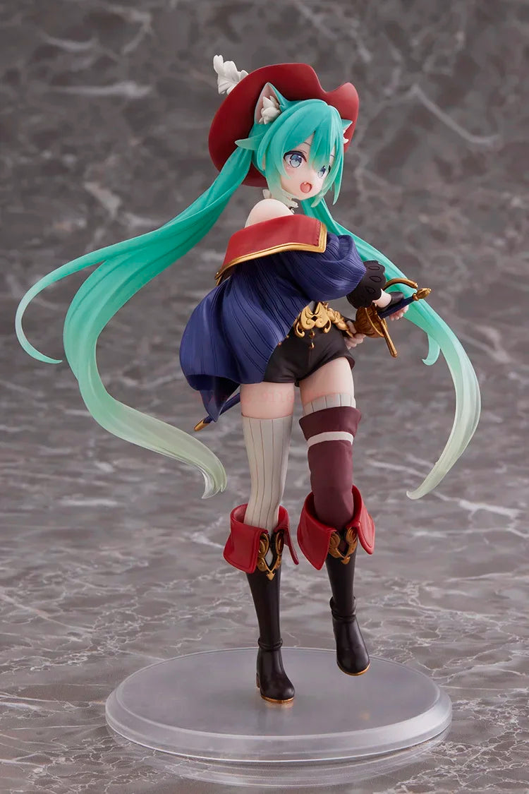 Taito Hatsune Miku Figure Wonderland Puss In Boots Anime Action Figurines Collection Model Statue Doll Toys Kid Gift