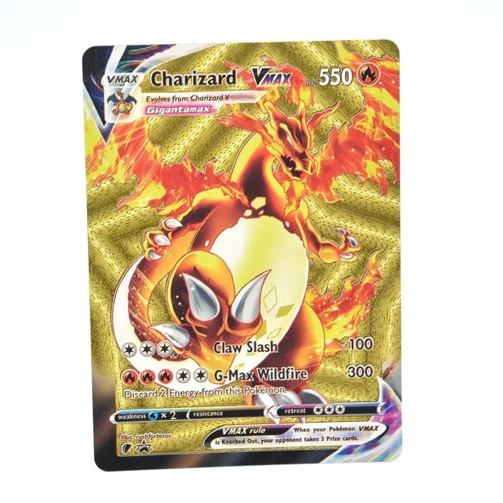 Pokemon Colorful Card 55 Pcs Charizard Mewtwo Pikachu VMAX GX VSTAR Spanish English German Korean French Gold Foil Card