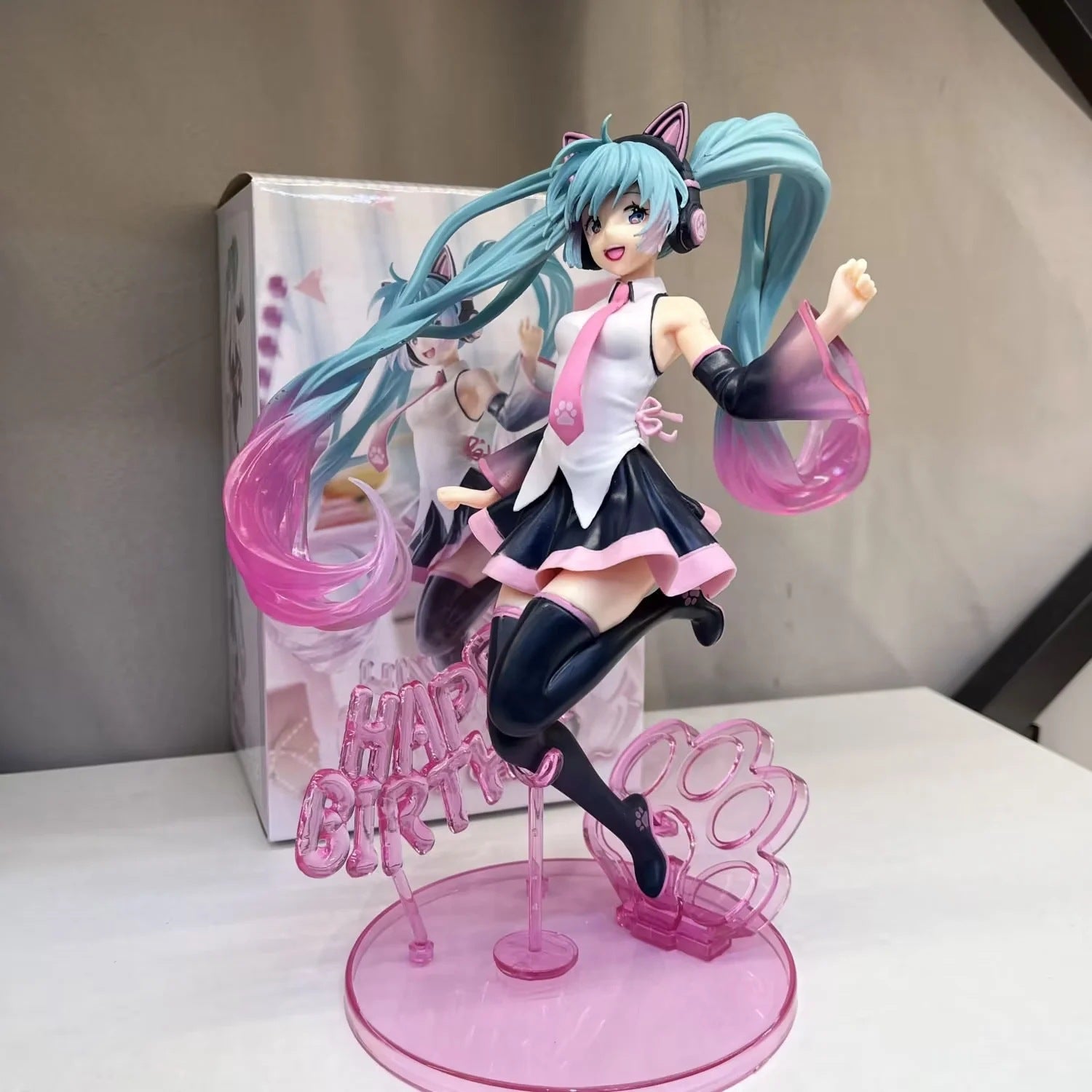 Boxed 23CM Anime Hatsune Miku Happy birthday Cute Kawaii Manga Statue PVC Figure Collectible Model Toy birthday gifts