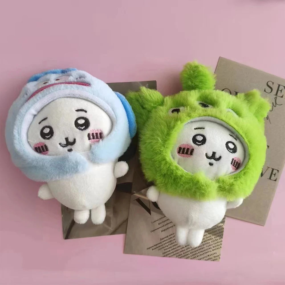 Cute Cross-dressing Chikawas Plush Doll hachiware Sanrio Taiyaki Headgear Self-deprecating Bear Keychain Bag Pendant Girl Gift