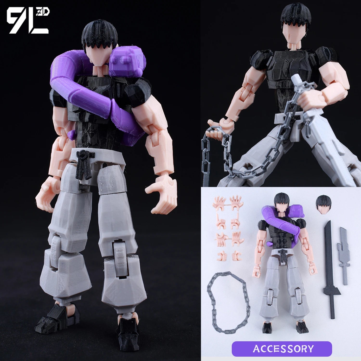 9L 3D Printed Demon Slayer Tanjiro Kamado Lucky Dummy 13 Movable Shapeshift Action Figures Mannequin Toys for Anime Fans