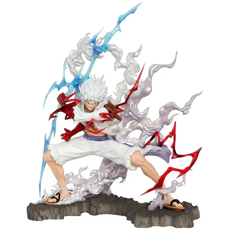 25cm One Piece Raiden Five Gear Nica Lightning Luffy Action Figure Model Statue Doll Toys Collection Decoration Model Toys Gift luffy gear 5 figure