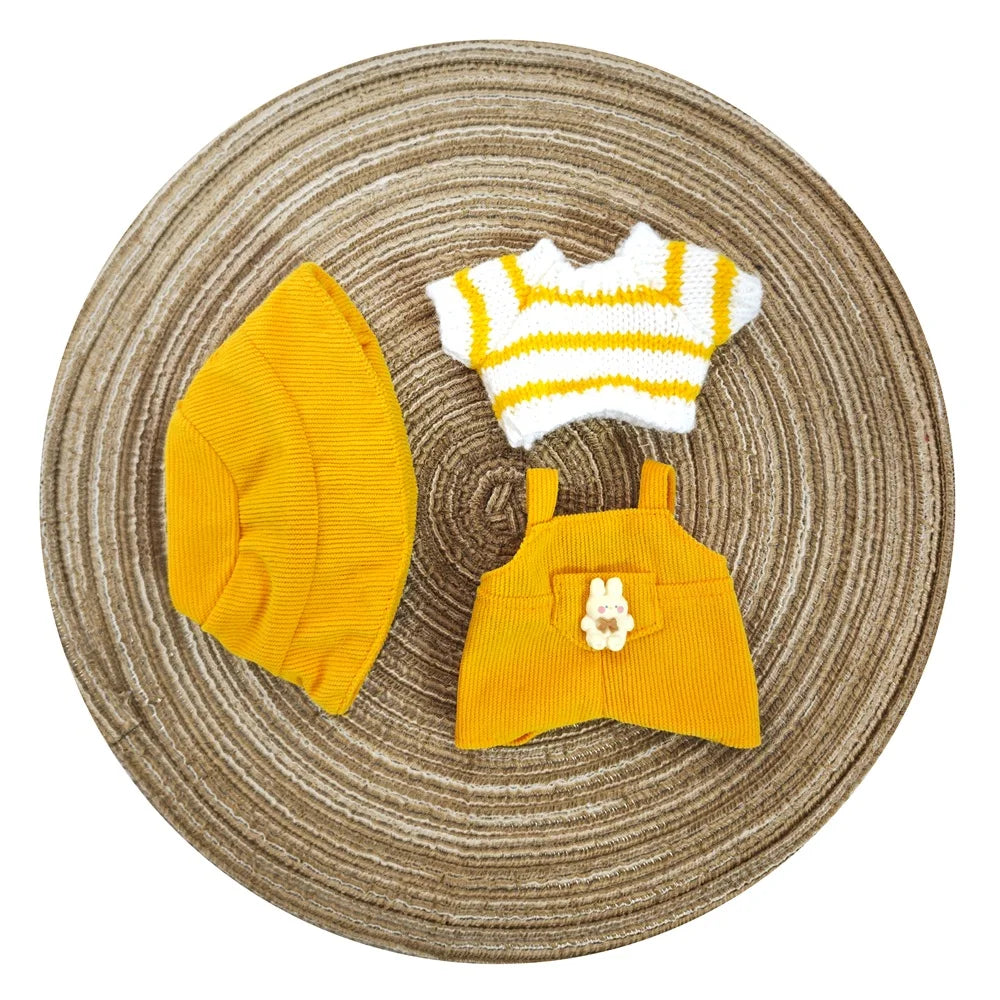 17cm doll clothes Labubu doll clothes casual versatile sweater fisherman hat overalls changing clothes