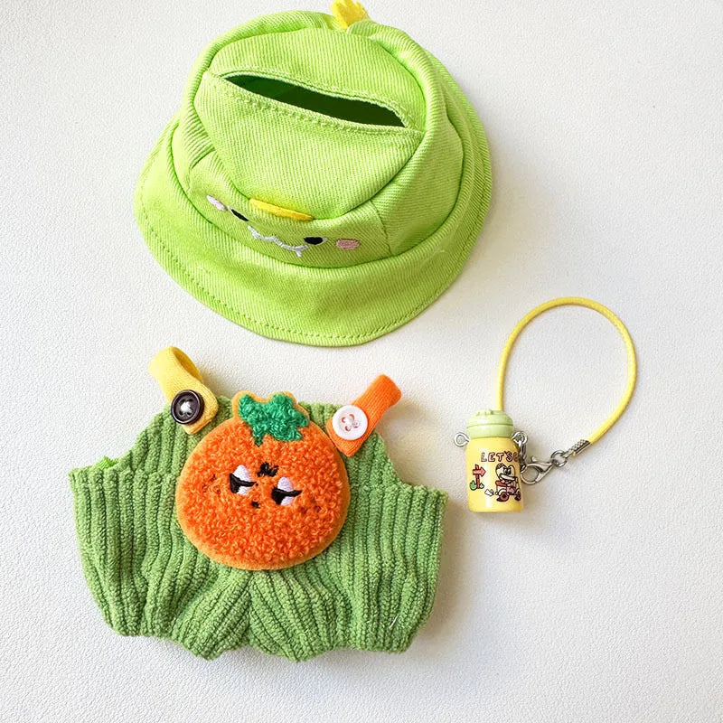 Labubu I II Idol Dolls Sitting Party Clothing Outfit 17cm Mini Plush Doll'S Clothes Bib Pants Fruit Animal Overalls Accessories
