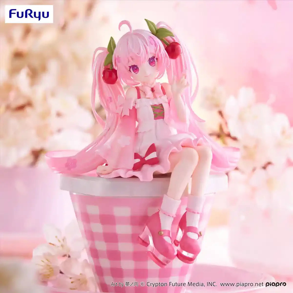 Sakura Miku Anime Toy Cute Hatsune Miku Pretty Girl Sitting Style Figurine Model Collection Toy Gifts