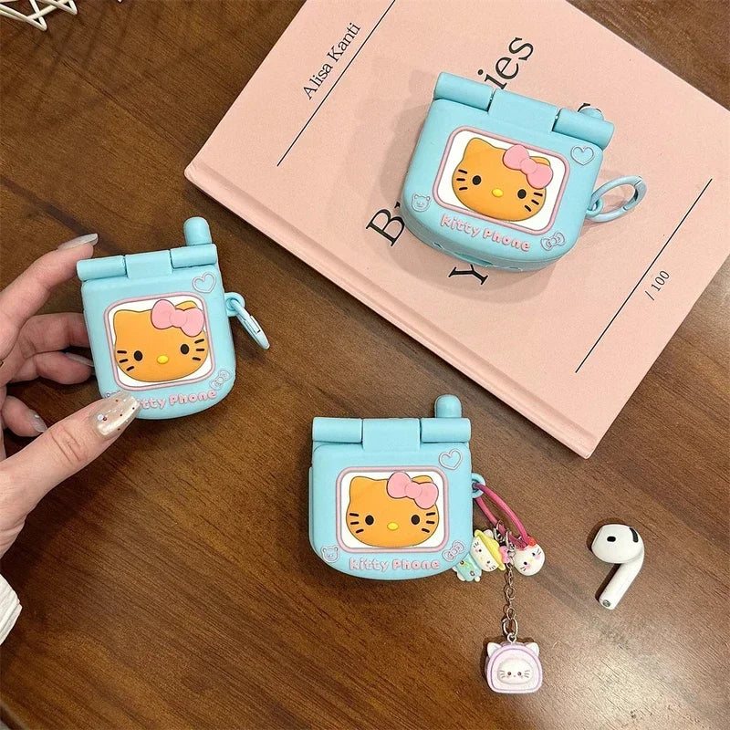 3D Cute Sanrio Hello Kitty Earphone Case For Airpods 1 2 3 4 Pro 2 Wireless Bluetooth Headset Protective Soft Cover With Pendant
