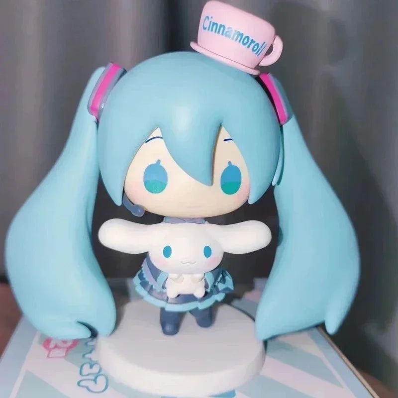 Anime Hatsune Miku Cinnamoroll Antion Figure Cute Beautiful Miku Cartoon Figurine Q Version PVC Model Decorations Children Gift