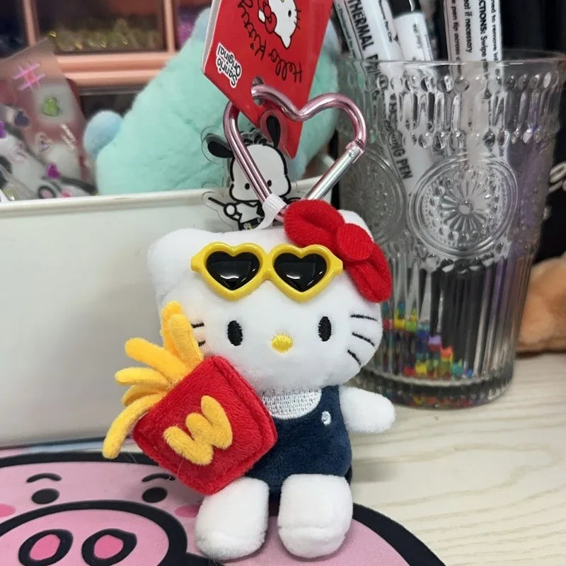 Kawaii Anime New Sanrio Hello Kitty Cartoon Plush Toy Fashion Plush Doll Pendant School Bag Keychain Accessories Gift for Friend