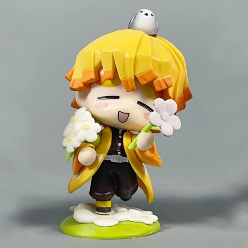 Demon Slayer Anime 9cm Model Figures Tanjirou Nezuko Zenitsu Kyoujurou Kanroji Dolls Action Figure Toys for Kids Birthday Gift